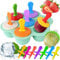 Ice Lolly Moulds, 7 Cavities Silicone Ice Lolly Moulds with Plastic Sticks, Reusable Popsicle Moulds and Storage Container for Homemade Food, Kids Ice Cream DIY Ice Pop Molds BPA Free (Green)