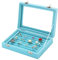 Boewill Samtglas-Organizer für Schmuck, Ring, Ohrringe, Schmuck, Ring, Ohrringe, Schmuckkästchen, Ringhalter, Himmelblau