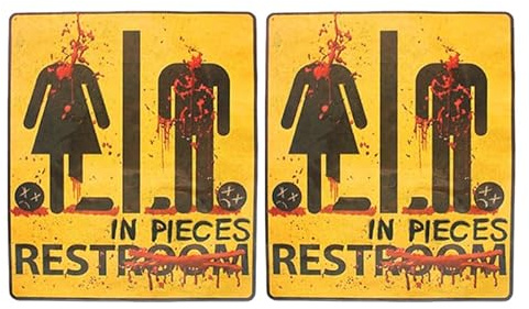 Cabilock Halloween Badezimmer Aufkleber 2 StüCk Wasserfeste Wc Schild TüRschilder Gruselige Deko FüR Halloween Party Bad Wandtattoo Bad Selbstklebend