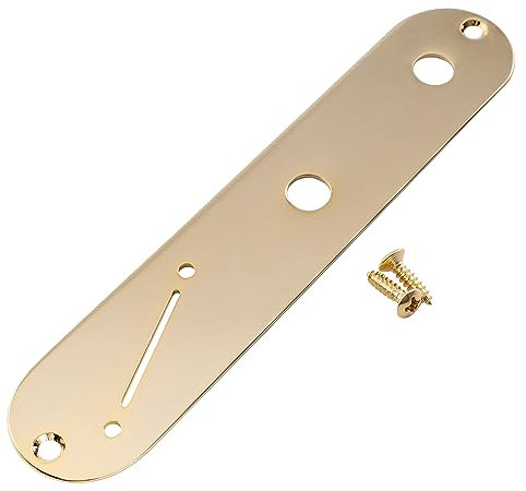 Musiclily Pro 32mm Steel Control Plate with Narrow Pots Hole Spacing and Angled Switch Slot for Tele Style Electric Guitar, Gold
