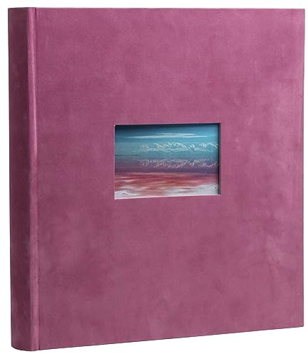 Exacompta - Ref. 16179E – Fotoalbum Skandi – 300 Fotos – 60 weiße Seiten – Format 29 x 32 cm – Einband in Samt-Optik altrosa – Personalisierungsfenster mit visuellem Urlaubslandschaft