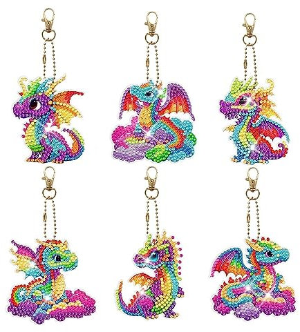 VARHHUXHA 5D DIY 6 Pieces Decorative Diamond Pendant Crystal Rhinestone Art Mosaic Diamond Set Gift