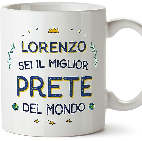 Mugffins Tazza Personalizzata in ceramica per PRETE uomo 11 oz / 350 ml - In italiano - Migliore del Mondo - Idea regalo per compleanno, anniversario, natale, laurea