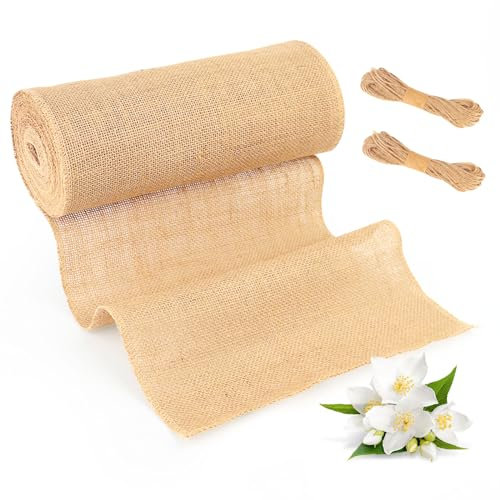 VMUTGA Jute Tischläufer Rolle, Jute Tischläufer 30cm x 10m, Jute Tischläufer für Tisch- und Hochzeitsdeko, Gartenparty, Hochzeit