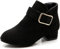 FM2018XSL Ragazze Stivali di Modo Stivali Per Bambini Tacco Basso Scamosciato Stivali Corti Inverno Caldo Snow Boots Antiscivolo Scarpe Outdoor，EU33，Nero