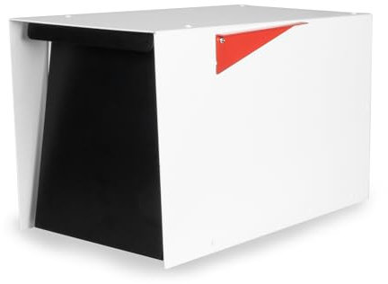 Ilyapa Moderner Briefkasten für Postmontage, Weiß mit schwarzer Tür, robuster pulverbeschichteter Stahl, wasserdichter Briefkasten für Bordsteinpakete, korrosionsbeständig, mit versenkter