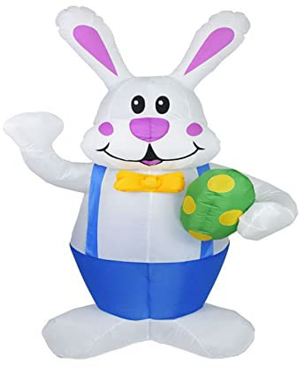 TITA-DONG 1,9 M Großer Aufblasbarer Osterhase, Aufblasbare Osterhasen-Gartendekoration mit LED-Lichtern, Festliche Oster-Hofdekoration Im Freien für Feiertags-Gartendekorationen(EU-Stecker)