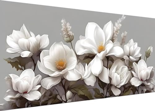 Diamond Painting Set für Enwachsene DIY 5D Blume Magnolie Diamond Painting Bilder mit Runder Full Drill Groß Diamond Art Painting Kit für Home Wall Decor Geschenke 120x60cm/48x24in A-163
