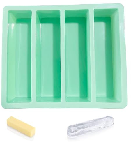 Hezhou Silikonform Riegel Silikonform Rechteckig 4-fach rechteckige Silikonform Große Eiswürfelformen rechteckige Formen zur Herstellung von Seifenriegeln, Harz, Schokolade, Seifenkerzen (blau)