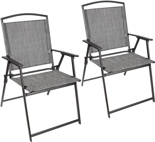 BRUBAKER 2er Set Gartenstuhl Bergamo - Campingstuhl bis 100 kg - Wetterfest und platzsparend - Balkonstuhl klappbar - Klappstuhl für Camping Garten Terrasse und Balkon - Grau Meliert