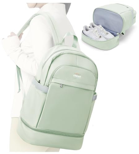 suradar Sportrucksack für Frauen mit Nasstasche und Schuhfach Sportrucksack Damen Gym Backpack Rucksack Mit Schuhfach Gymnastiktasche für Fitness Schwimmen Tragbarer Reiserucksack Frauen Weißgrün