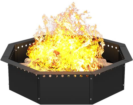 Mocomax Rauchfreier Feuerschalenring, 89,9 cm Außendurchmesser, 78,9 cm Innendurchmesser, große massive Stahl-Feuerstelle für Holzverbrennung im Freien, DIY-Lagerfeuerring über oder im Boden für den