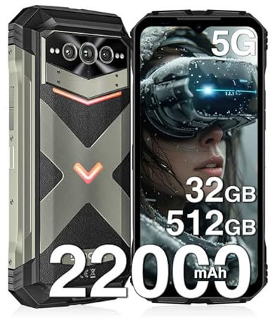 DOOGEE VMAX PRO Outdoor Handy 5G, 512GB ROM+32GB RAM, 22000mAh Outdoor Smartphone Ohne Vertrag Android 14, 108MP+16MP+20MP Baustellenhandy, 6,58'' FHD+ 120Hz, Wifi6/NFC/IP68//Dual SIM/Fingerabdruck