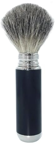 Magyfosia Pennello da barba classico portatile, da viaggio, con setole di tasso, per la pulizia del viso, con manico in metallo, strumento per la toelettatura degli uomini, regalo per le vacanze