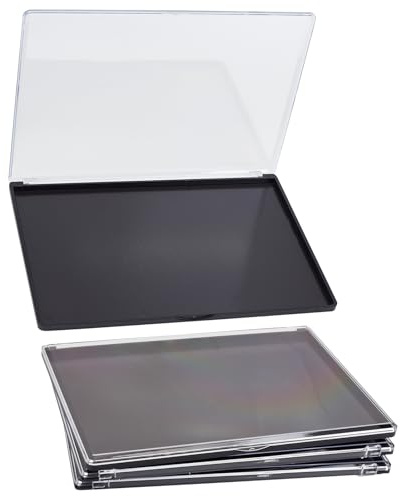 NICENEEDED 3 Confezione Grande Palette Trucco Magnetica con Coperchio Trasparente, Scatola Portaoggetti Rettangolare per La Distribuzione del Trucco da 8.9 x 6.1 x 0.2 Pollice