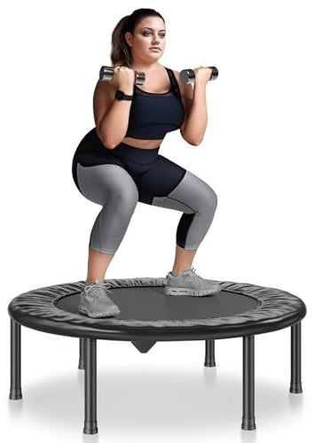VEVOR Mini Trampoline Pliable, 934 mm, Fitness rebounder, Charge maximale 100 kg, Petit Trampoline d'entraînement d'intérieur Stable et Silencieux, pour Exercice, entraînement, Fitness pour Adultes
