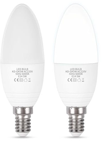Akynite Ampoule LED Capteur Crépusculaire E14 C35 5W 400lm Blanc Froid 6000K, AC 220-240V 360 Degrés, Ampoule LED Détecteur de Lumière E14 Bougie pour Entrée Jardin Extérieur, lot de 2