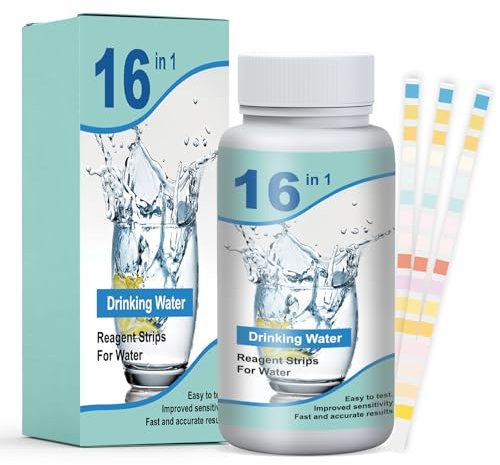 50 Stück 16 in 1 Trinkwasser Teststreifen,Trinkwasser PH Teststreifen,Trinkwasser Wasserhärtetest,Wasserteststreifen für Trinkwasser Schnelltest,Zuverlässige und schnelle Ergebnisse