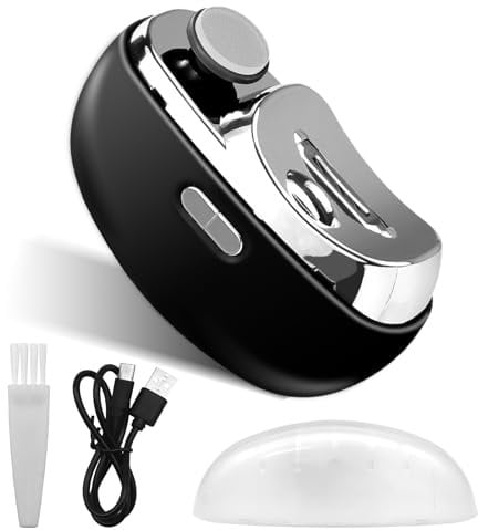 Electric Nail Clippers,Nail Trimmer, 2 in 1 Electric Polishing Automatic Nail Clippers with LED Light and Nail Scraps Storage,2 Adjustable Speeds,No Noise,Rechargeable,for Seniors, Kids,Adults(Black)