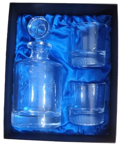 County Engraving Personalised Round Whisky Decanter Gift Set with 2 Glasses in Silk Lined Presentation Box (310ml Golf Ball Base)