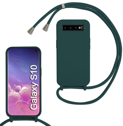 xinyunew Handykette für Samsung Galaxy S10 Hülle mit Band, Handyhülle mit Schnur zum Umhängen, weiche TPU Silikonhülle mit Band [abnehmbar] Halskettenhülle für Samsung Galaxy S10-Grün