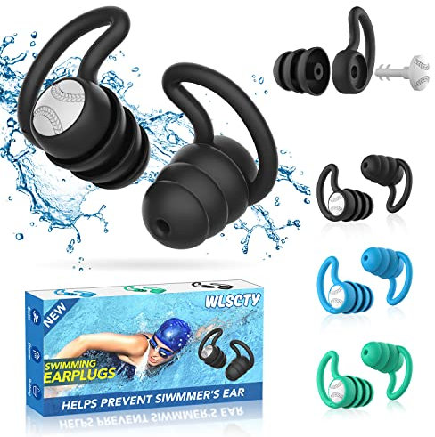 Waterproof Swimming Ear Plugs for Adults - 3 Pairs Silicone Swim Earplugs for Surfing,Diving,Showering and Other Water Sports - Keep Water Out and Ear Protection.