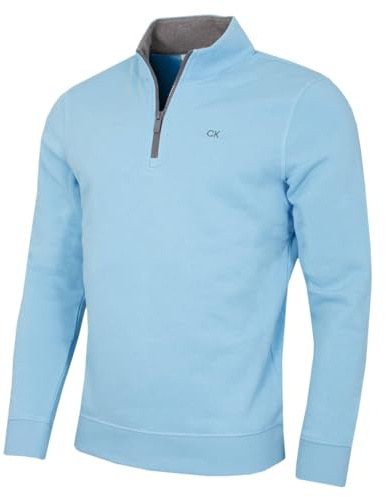 Calvin Klein Mens Rocky Half Zip Supersoft Sweater - Sky - L