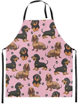 Loussiesd Süß Schürze Wurst Hund Nettes Kochschürze Welpe Hund Dackel Schürze Cartoon Tier Wasserdicht Küchenschürze Haustier Kawaii Tier Grillschürzen für Frauen Erwachsene Männer