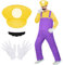 Aomig Cosplay Kostüm, 4 Pcs Luigi Bros Cosplay mit Mütze Hose Bart Handschuhe, Super-Brüder Luigi Kostüm Set Männer Damen, Erwachsene Outfit Kostüm für Weihnachten Karneval Faschingskostüme (Gelb,L)