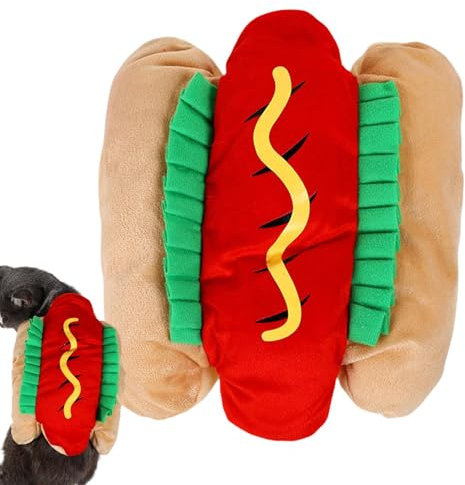 Hot-Dog-Kostüm für Haustiere,Hot-Dog-Kostüm für Haustiere,Lustiges Cosplay Winter Warm Burger Kostüm - Multifunktionales süßes Hundemantel-Cosplay-Zubehör für Foto-Requisiten, Themenpartys