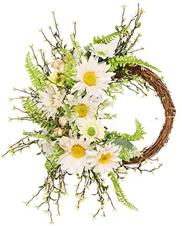 Rudiaoa Künstlicher Kranz, 45 cm, Türkranz mit grünen Blättern, Weihnachtskranz für Haustür, Hochzeit