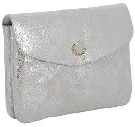 flora & co Porte-Monnaie Cartes Similicuir Suédé Brillant - Portefeuille Pochette à Magnétique Tout-en-Un Taille Petite - Pratique Léger - Argent