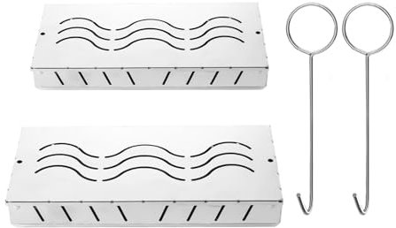 Harilla Contenitore per Affumicatore di Trucioli di Legno, Custodia per Barbecue, Organizer in Acciaio Inossidabile con Coperchio a Cerniera, per Barbecue a G, 2 Scatole