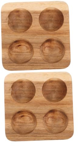 RORPOIR 2pcs Wood Egg Tray Vintage Rustic Kitchen Organizer Rack for Refrigerator Countertop Egg Storage Container Decorative Holder Design