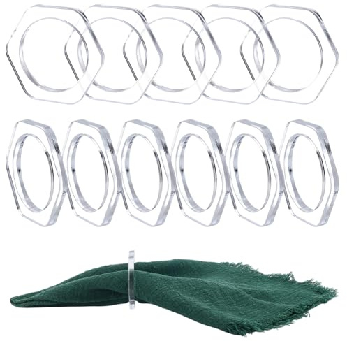 PH PandaHall 20 Stück Acryl-Serviettenringe, durchsichtiger sechseckiger Serviettenhalter Moderne, Elegante Tischdekoration für Hochzeiten, Geburtstagsfeiern, Innendurchmesser 38 mm