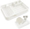 CHEFZOCO Escurreplato de plástico, Escurridor de Platos, Escurridor Fregadero de 2 módulos, con Bandeja Anti-Goteo, 45 cm de Ancho x 29.7 cm de Fondo x 8 cm de Altura, Blanco