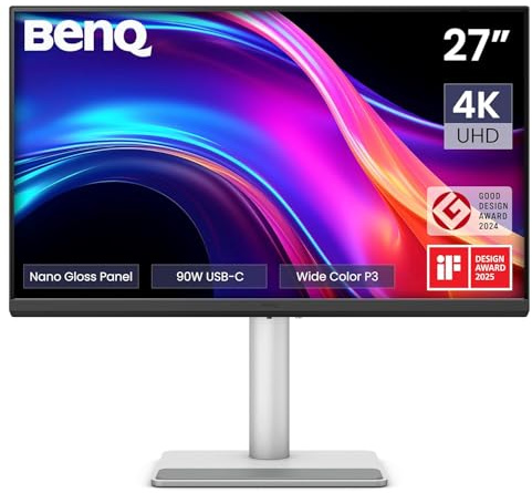BenQ MA270UP monitor 4K 3840 x 2160 da 27 pollici per MacBook Pro/Air, alimentazione doppia USB-C, alimentazione da 90 W, corrispondenza colori Mac, hub USB, controllo luminosità e volume su Mac