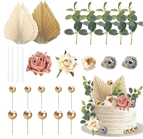 xolear 28 Stück Tortendeko Blumen, Im Bohème Stil Torten Deko Blumen