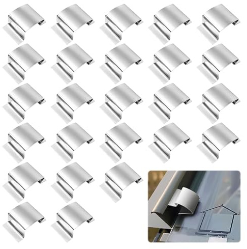 25PCS Stainless Steel G Clips for Greenhouse Glass Panes,Green House Glass Fixing Clips, Repairs Clips Replacement(Silver)