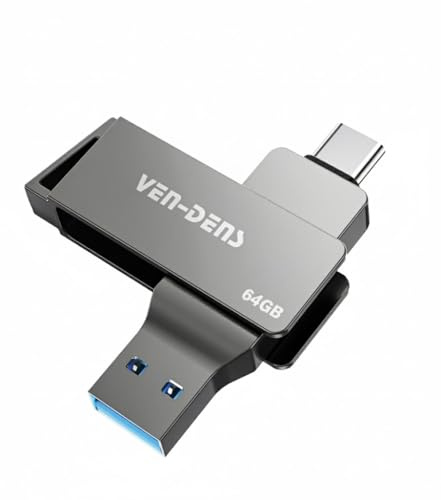 64GB USB Flash Drive, USB 3.2 Flash Drive High-Speed Thumb Drive Dual | Type-C & USB-A Ports, USB Stick External Storage, Zinc Alloy OTG Memory Stick for Android, Laptop, MacBook, Smartphone & PC
