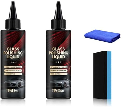 Glasautos Politur Flüssigkeit 150ml, Hochglanzfenster, Windschutzscheibe Kratzerentferner Polnischer Reiniger, Autoglas Polierflüssigkeitsextrakt, Reinigungsmittel Automotive(2pcs)