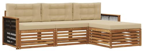 vidaXL Outdoor-Sofagarnitur Natur und Beige 249 x 162,5 x 73 cm, Garten Sofa, modernes Lounge Set, entspanntes Terrassenmöbel für chillige Stunden, bequem und stylisch
