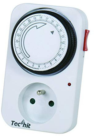 TEC HIT 730200 - Programmateur mécanique journalier avec interrupteur - Segment de 30 mn - 3500 W - En ABS - Blanc