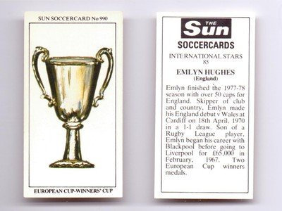Sun Soccercards No 990 - Major Trophies EUROPEAN CUP WINNERS CUP football card