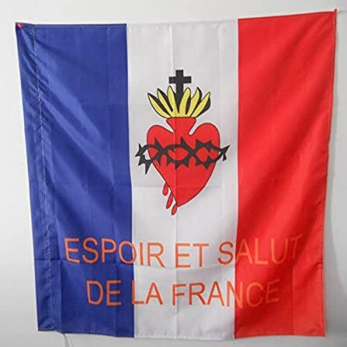 AZ FLAG - Drapeau Espoir et Salut de la France - 90x90 cm - Drapeau Catholique Français 100% Polyester Avec Fourreau et Cordelette - Pavillon 80 g