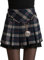HAHAEMMA Mini Jupe Femme Plissée Ecossais Elégant Hiver Haute Elastique Double Ceinture en Dentelle Ecolière (avec Belle Chaîne à la Taille),L,Bleu Marin