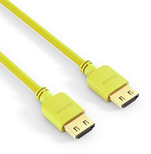 PureLink PI0504 High Speed HDMI Patch Cable (4K UltraHD (2160p), Ethernet, 18Gbps), HDMI-A Male to HDMI-A Male, Certified, Halogen Free, Ultra Flat, 2 m, Yellow