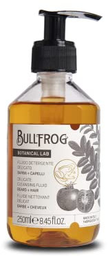 Bullfrog Delicate Cleansing Fluid 250 ml – Shampoo für Haar und Bart – Beruhigende und revitalisierende Eigenschaften – Frische und pflanzliche Noten – Hergestellt in Italien