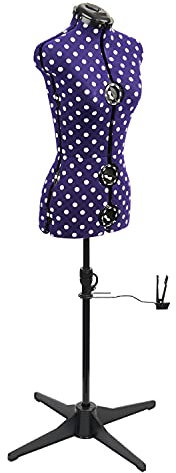 Verstellbare Schneiderpuppe Violett mit Punktmuster 8-Teilige | Zierlich (XS) [Größe EUR 34 bis 38]