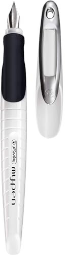 Herlitz Füllhalter mit Gravur / Linkshänder-Füller / Farbe: weiß/schwarz